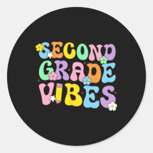 Sticker Rond Vibes De Classe Retour À L'École Rétro 2E Année En