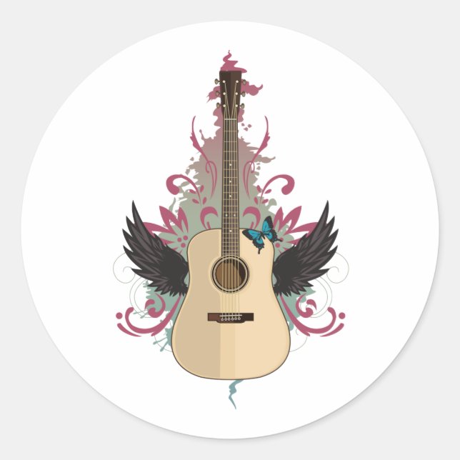 Sticker Rond Vibes de guitare (Devant)