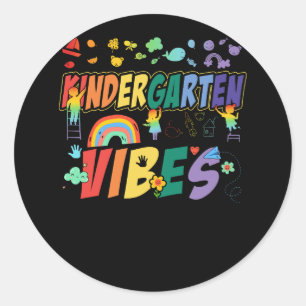 Sticker Rond Vibes de jardin d'enfants Équipe d'enfants Rétro P