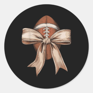 Sticker Rond Vibes de jour de match Bow Coquette Rétro Football