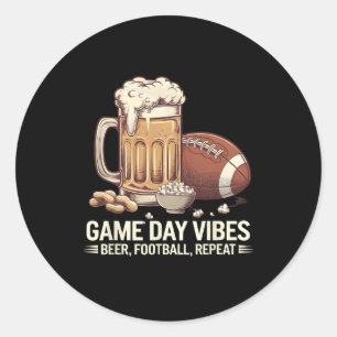 Sticker Rond Vibes de la journée de jeu Beer Football Répétitio