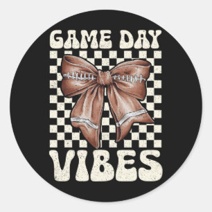 Sticker Rond Vibes de la journée Super Coquette Bow Football Fe