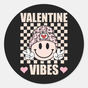 Sticker Rond Vibes de la Saint-Valentin Groovy Création pour G