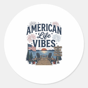 Sticker Rond Vibes de la vie américaine T-shirt vectoriel du la