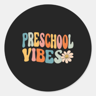Sticker Rond Vibes de maternelle Rétro Mignon Retour à l'école