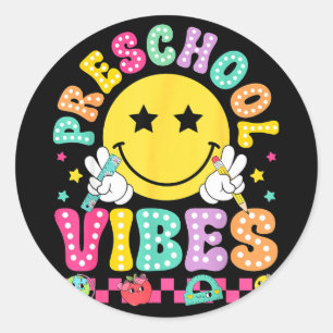 Sticker Rond Vibes de maternelle sourire visage retour à l'écol