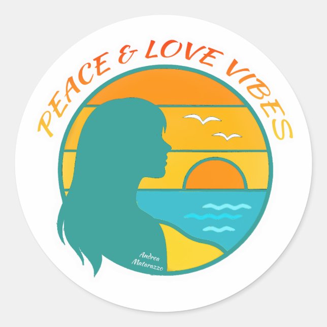 Sticker Rond Vibes de Paix & d'Amour (Devant)