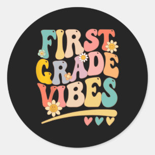 Sticker Rond Vibes de première année pour filles garçons de 1èr