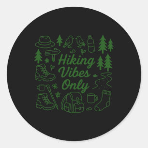 Sticker Rond Vibes de Randonnée Uniquement Dessins de Nature Ar