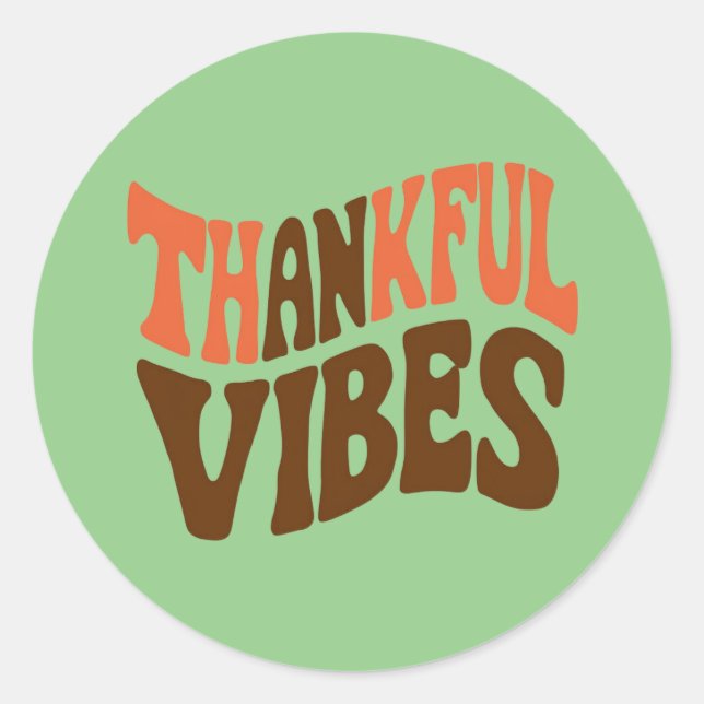 Sticker Rond Vibes de remerciement Thanksgiving Vintage Merci (Devant)