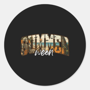 Sticker Rond Vibes de Summerween Plage de Goule Fantôme Hallowe
