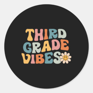 Sticker Rond Vibes de troisième année - Équipe de 3e année Rétr