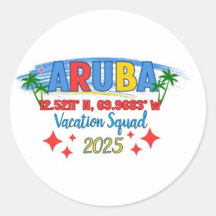 Sticker Rond Vibes de vacances à Aruba 2025 Évasion tropicale