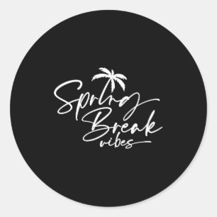 Sticker Rond Vibes de vacances de printemps palmier promotion d
