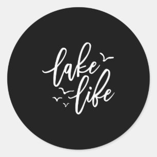 Sticker Rond Vibes de vie lacustre Mode vacances Femmes Hommes