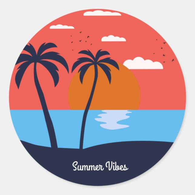 Sticker Rond Vibes d'été (Devant)