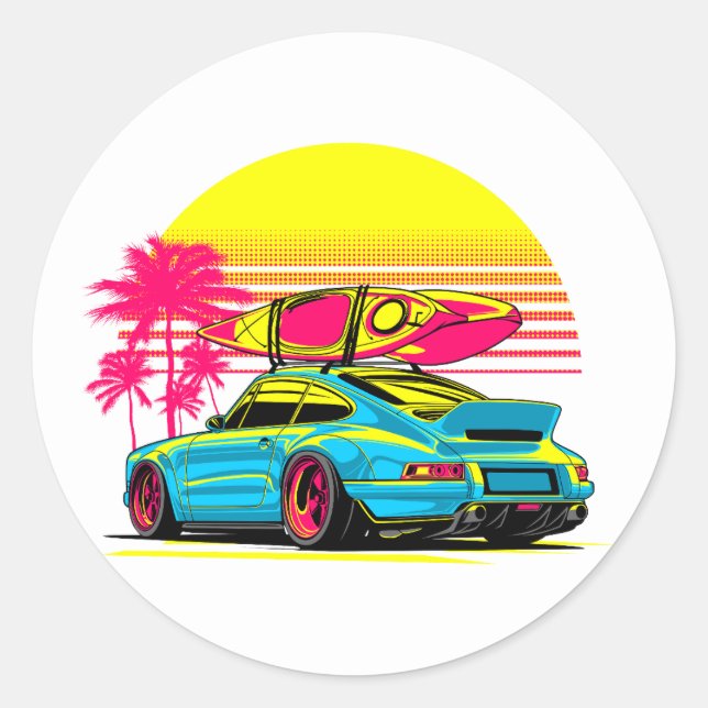 STICKER ROND VIBES D'ÉTÉ DE MIAMI GT (Devant)