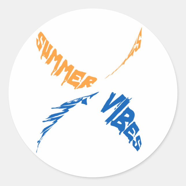 Sticker Rond Vibes d'été : Soleil, Amusement & Bons Temps (Devant)