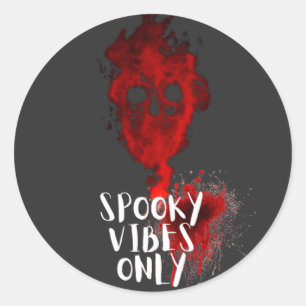 Sticker Rond Vibes éffrayantes Uniquement Rouge Smoke Skull Hal