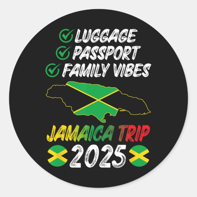 Sticker Rond Vibes familiales Jamaïque Voyage en famille 2025 J (Devant)