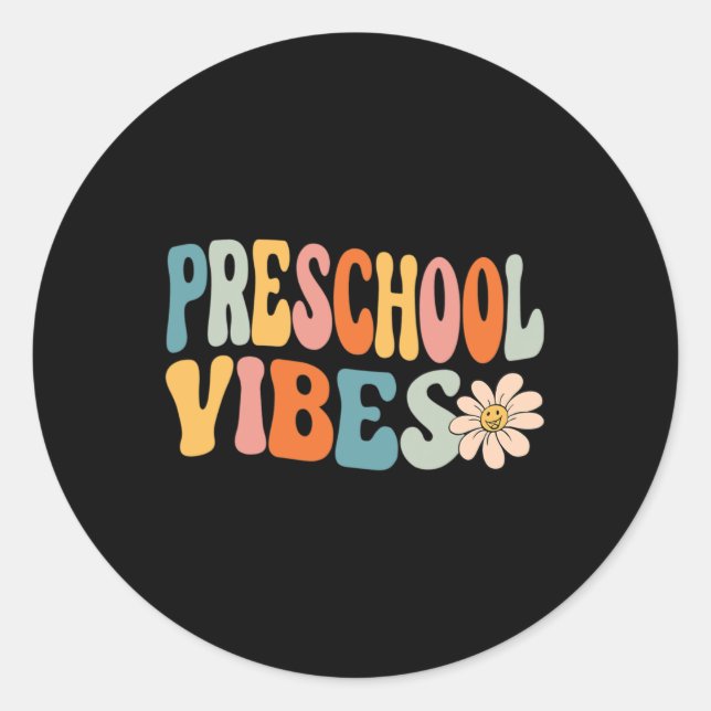 Sticker Rond Vibes Jolie Rétro Retour À L'École (Devant)