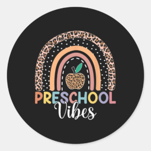 Sticker Rond Vibes Préscolaire Cute Retour À L'École Rainbow Le
