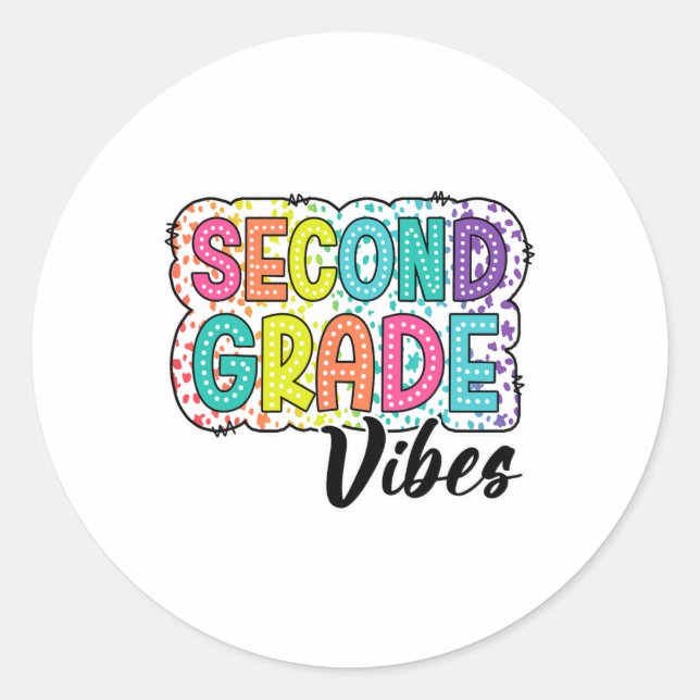 Sticker Rond Vibes rétro de 2e année Ck pour l'école Équipe de  (Devant)