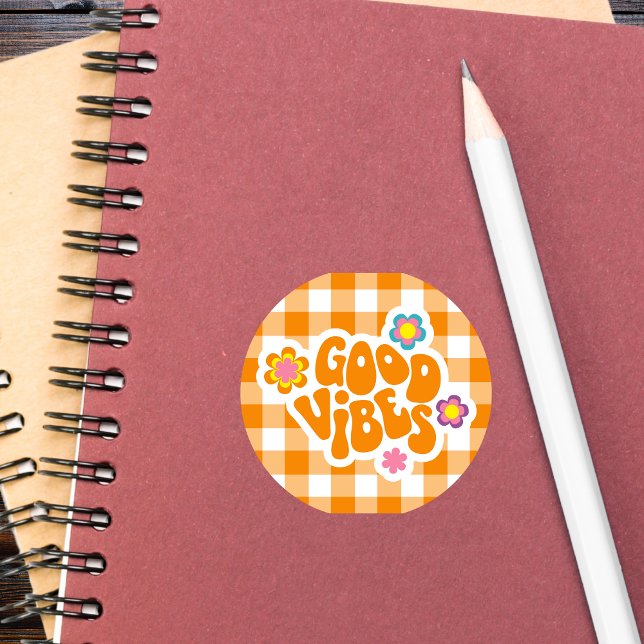 Sticker Rond Vibes Rétro Positifs  (Créateur téléchargé)