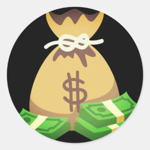 Sticker Rond Vibes riches   Sac d'argent Emoji