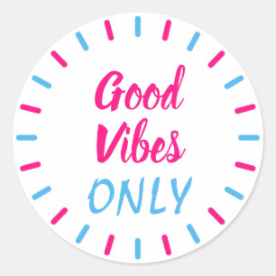 Sticker Rond Vibes rose et bleu uniquement motivantes