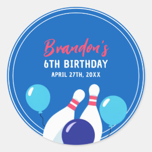 Sticker Rond Vibrant Blue et Red Bowling 6e anniversaire