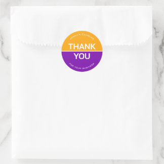 Sticker Rond Vibrant jaune violet Nom de l'entreprise Merci