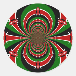 Sticker Rond Vibrant Kenya Vision : Drapeau kényan en miroir