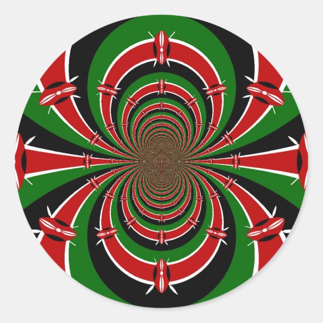 Sticker Rond Vibrant Kenya Vision : Drapeau kényan en miroir (Devant)