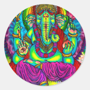 Sticker Rond Vibrant peinture couleur Ganesh