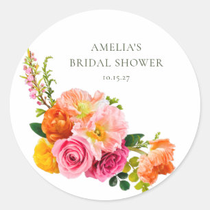 Sticker Rond Vibrant pies roses Fête des mariées de fleurs flor