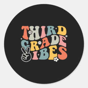 Sticker Rond Vibrations de troisième année - Équipe de 3e année