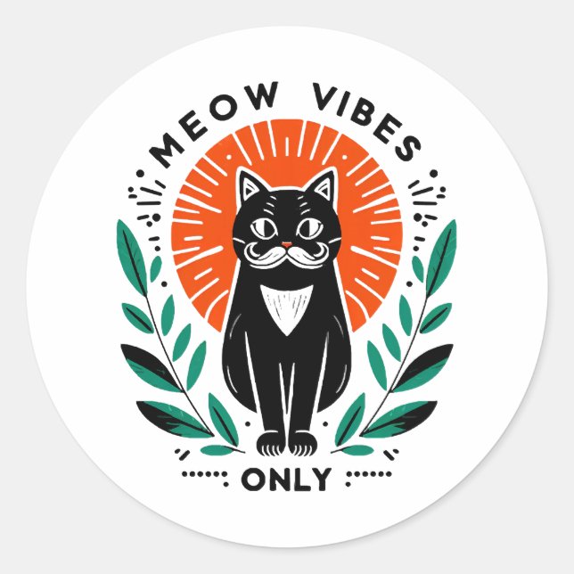Sticker Rond vibrations miaou seulement (Devant)