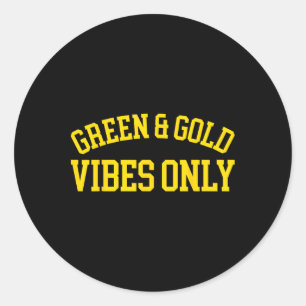 Sticker Rond Vibrations Vertes Et Dorées Uniquement - Football