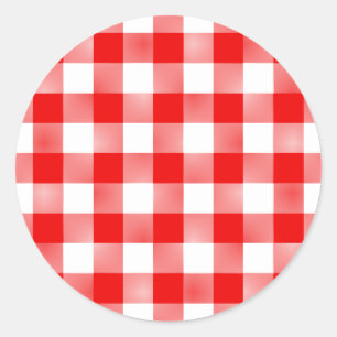 Sticker Rond Vichy rouge