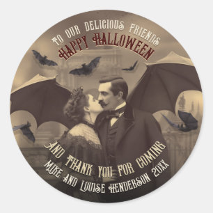 Sticker Rond Victorian Dracula Romantique Kiss Gothique Parti F