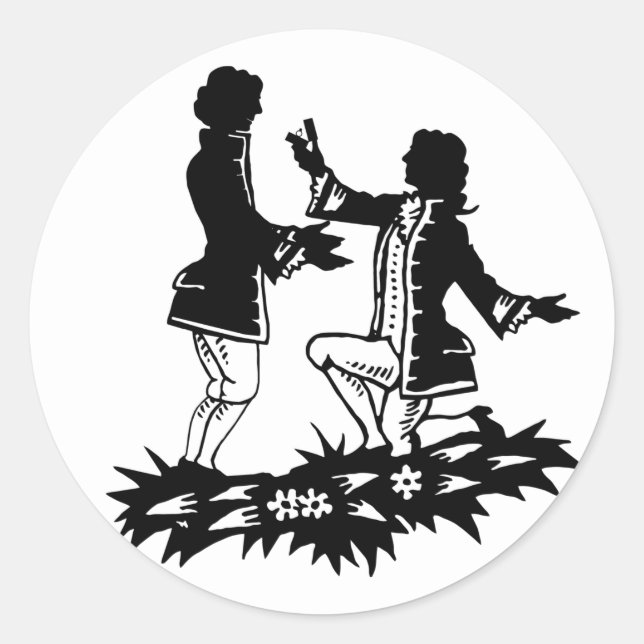 Sticker Rond Victorian Gay Man propose la silhouette de Lover (Devant)