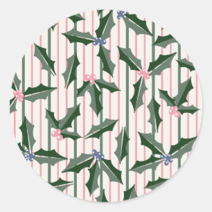 Sticker Rond Victorian Holly Holiday