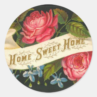 Sticker Rond Victorian Home Sweet Home Roses