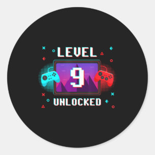 Sticker Rond Vidéo de niveau 9 débloquée Joueur de jeu vidéo dr