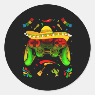 Sticker Rond Vidéo drôle de jeu vidéo Cinco De Mayo garçons enf