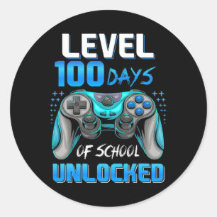 Sticker Rond Video Gamer 100e Jour De Niveau D'École 100 Jours 