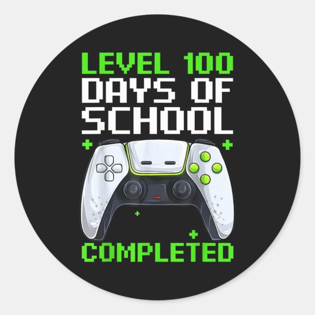 Sticker Rond Video Gamer Student 100th Day Teacher 100 Days Of  (Devant)