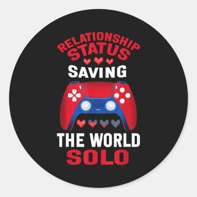 Sticker Rond Video Games Valentines Day Gamer Gaming  (Devant)