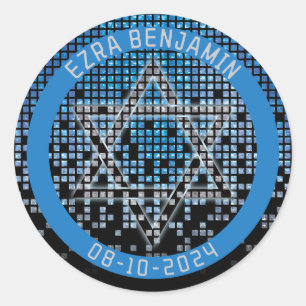 Sticker Rond Vidéo Jeux Bleu Noir Bar Mitzvah Joueur